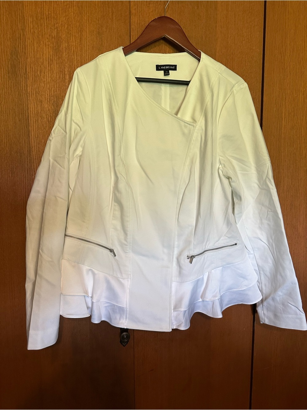 Lane Bryant White Peplum Zip Jacket